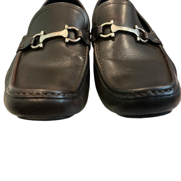 SALVATORE FERRAGAMO Plum Leather Driving Shoes Sz 8.5 EE, RETAIL $560 - Picture 9 of 14